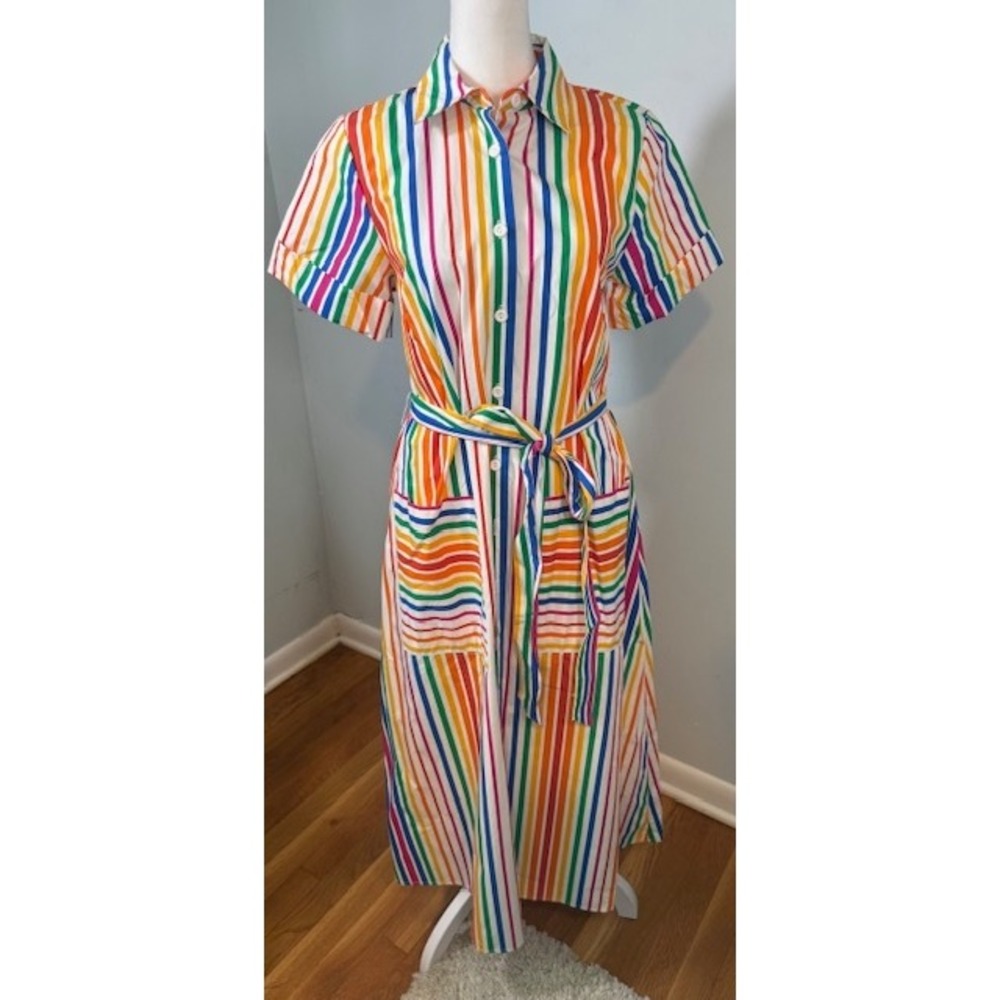 Christopher John Rogers‎ x Target Rainbow Stripe Midi Shirtdress Size 2 NWT